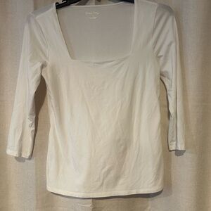 Lilly Pulitzer White Square Neck Long Sleeve Top